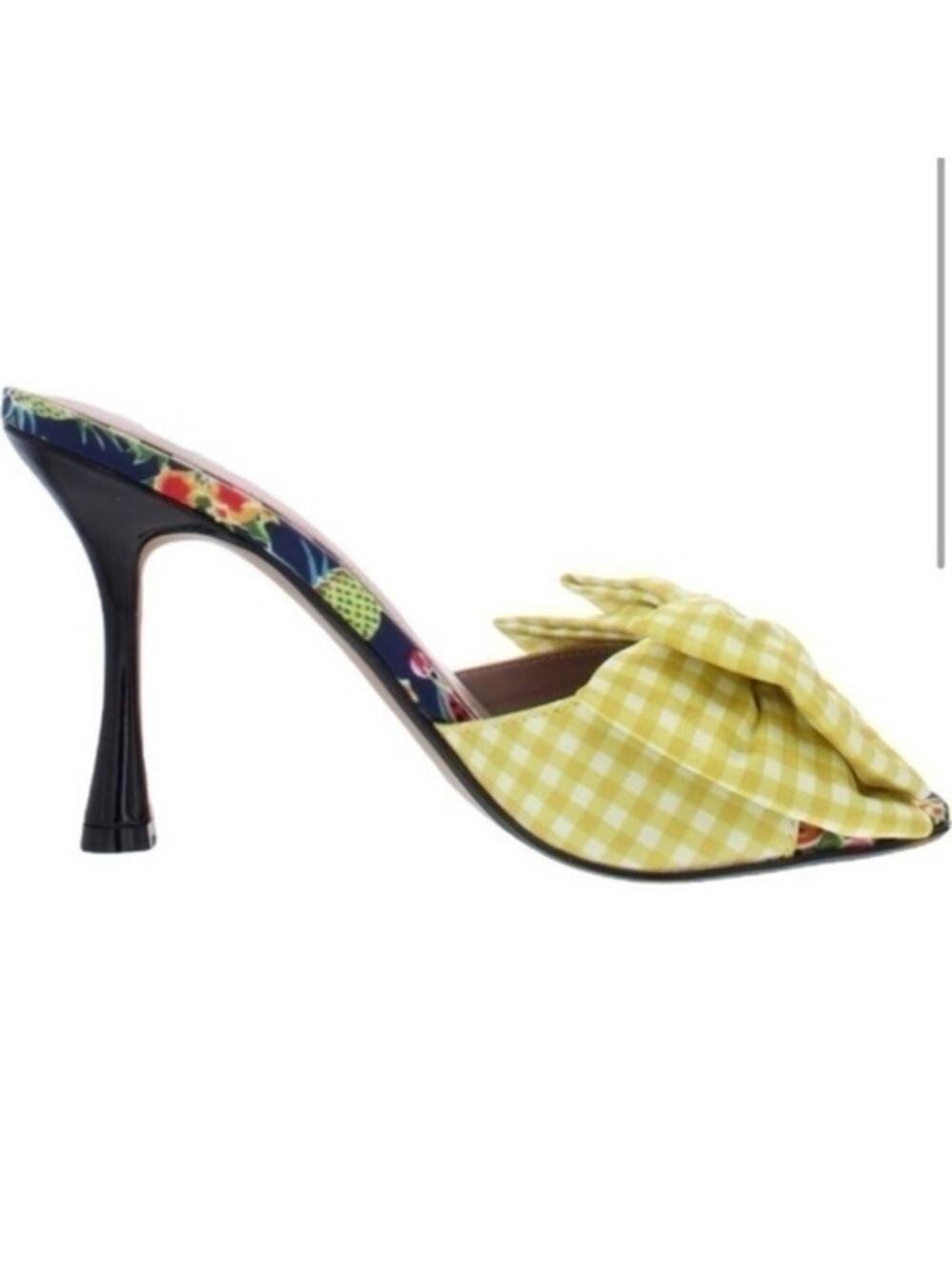 Gingham Bow Open-Toe Mule in Yellow